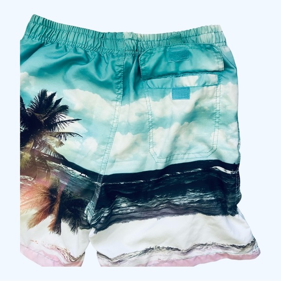 B.Split Swim Trunks Men L multicolored tropical beach print lined elastic waist - Picture 5 of 13
